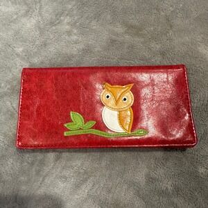 LAVISHY Red Owl Branch Wallet Clutch Card Holder